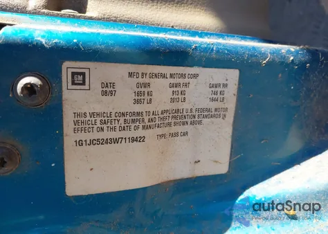 1998 Chevrolet Cavalier from USA, damaged, VIN 1G1JC5243W7119422